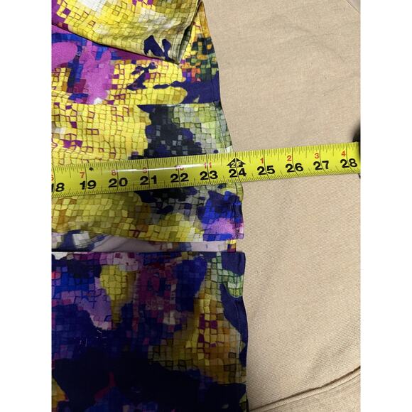 St. John Blouse Womens 8 Cobalt Celadon Multi Silk Ruffle Abstract Top K311WD1 - Picture 14 of 15